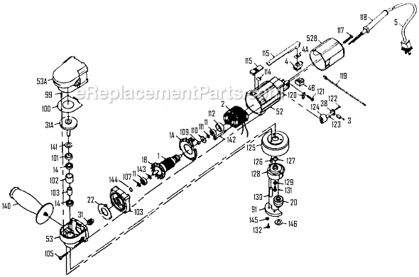 Page A Diagram and Parts List for 7424 Type 1 Porter Cable Sander Polisher
